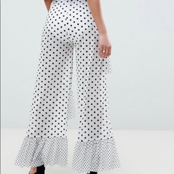 ✨ASOS Design Polka Dot Ruffle Mesh Pants US 10 - Picture 3 of 4